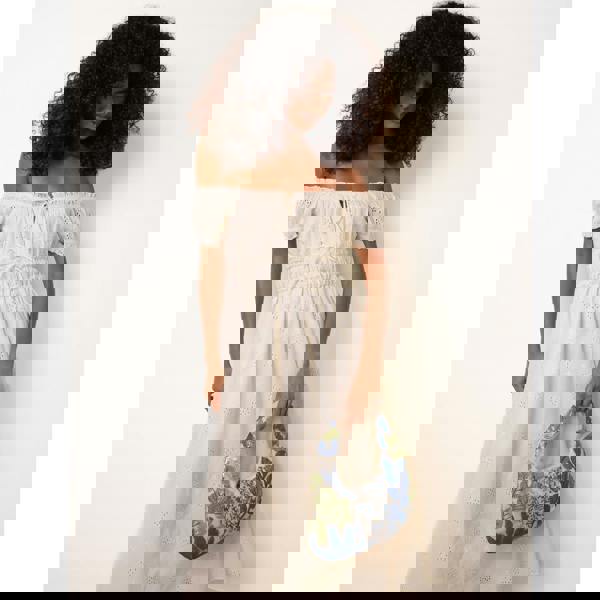 Blue Vanilla Embellished Floral Hobo Bag