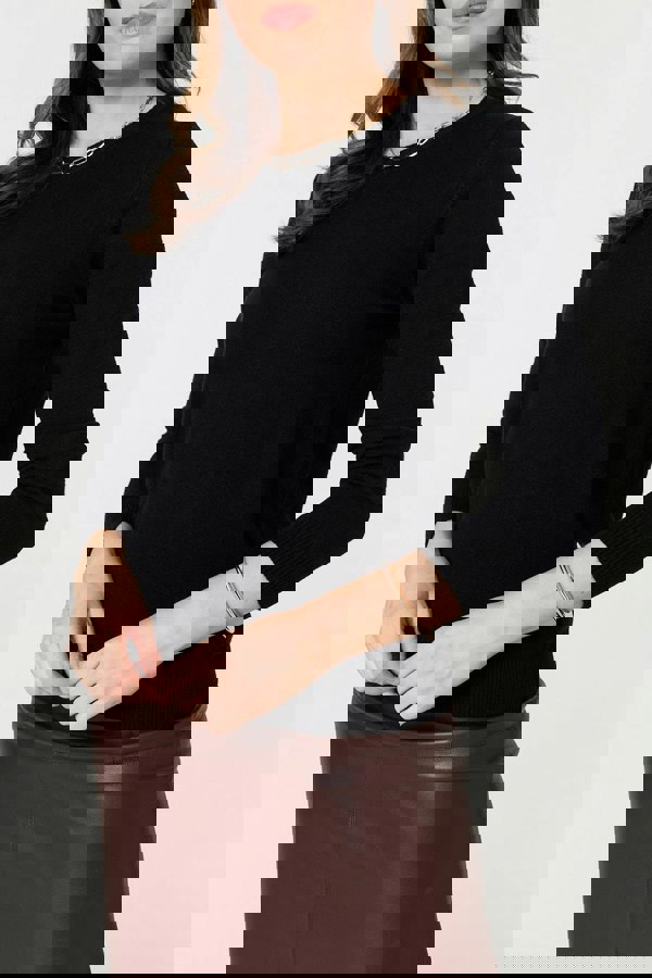 Black | Plain Soft Knit Long Sleeve Jumper
