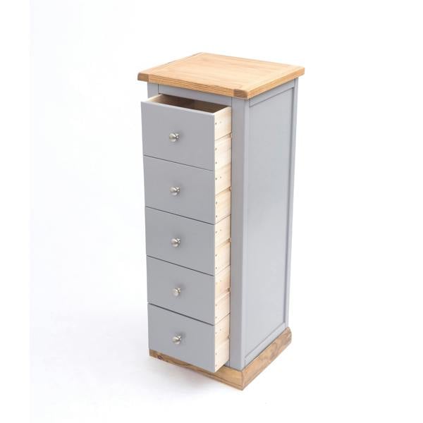 Cabinet Bits Biccari 5 Drawer Narrow Chest of Drawers Chrome Knob