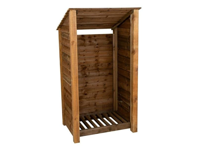Arbor Garden Solutions Wooden Log Store (Roof Sloping Back) W-99cm, H-126cm Or 180cm, D-88cm - Brown Finish