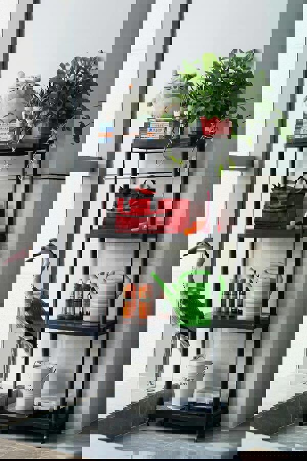 Gr8 Home Black 4 Tier Plastic Shelving Unit Storage Racking Shelves Garage Warehouse Shed