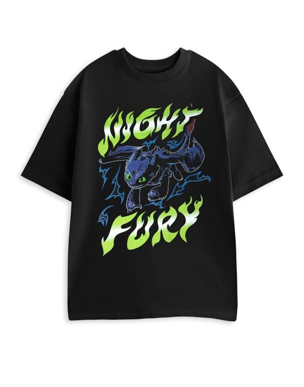 How to Train Your Dragon Mens Black Night Fury Short Sleeved T-Shirt