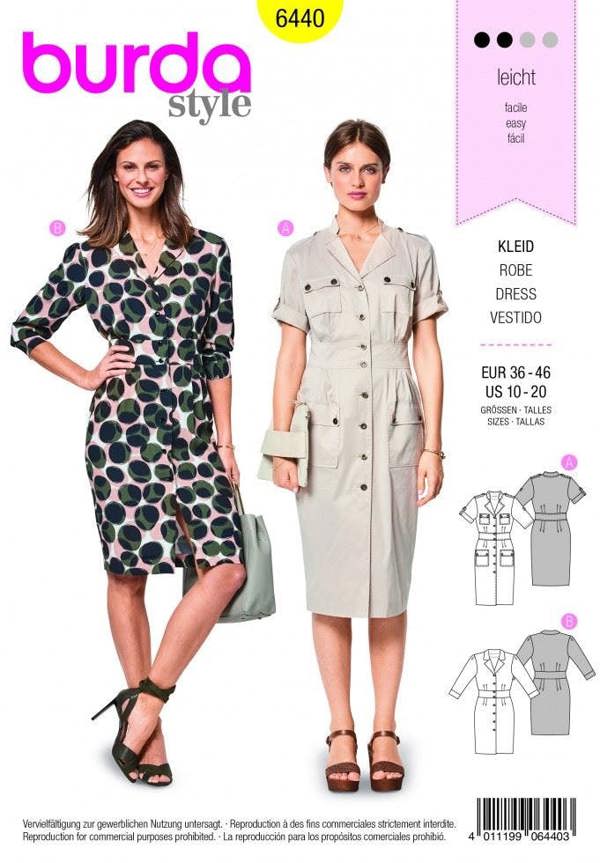 Burda Sewing Pattern 6440 Dresses For Women, 10 to 20 - Easy