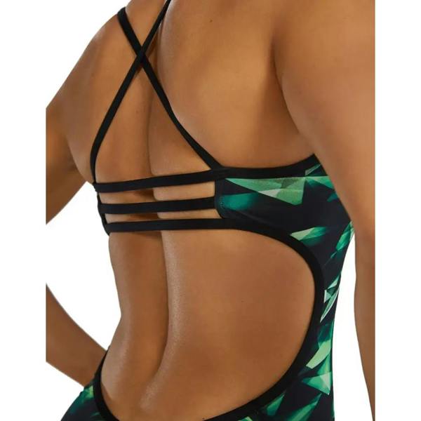 Green TYR Triadic Durafast Elite Trinityfit swimsuit with leafy bra