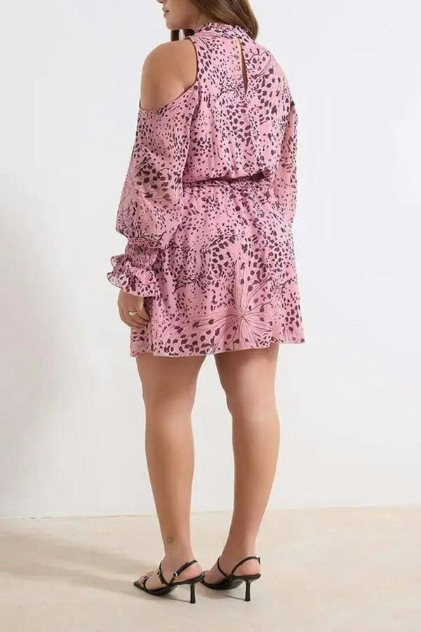 WOVCOR Chiffon Woven Mini Plus Size Dress