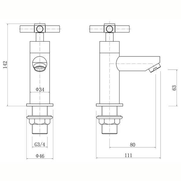 Flode Isak | Bath Pillar Taps | Chrome