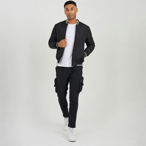 Brave Soul Black Zip Through Fleece Bomber Jacket - Black Image 3