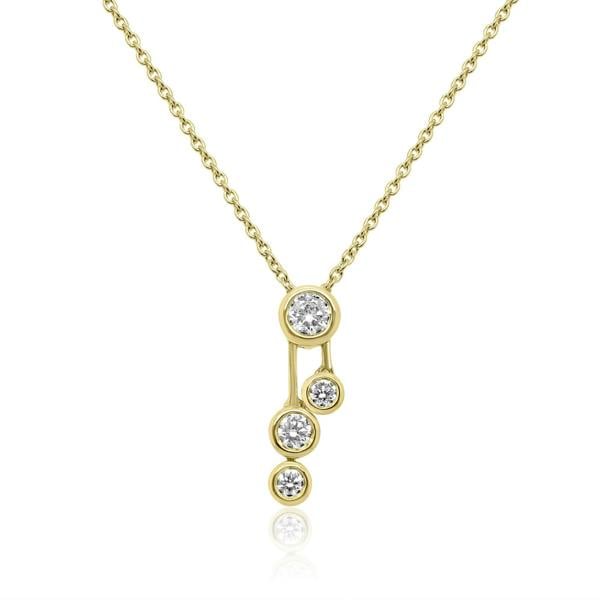 Sarah Layton 18ct Yellow Gold Round Brilliant Cut Diamond Bubble Drop Pendant & Chain - 0.35ct