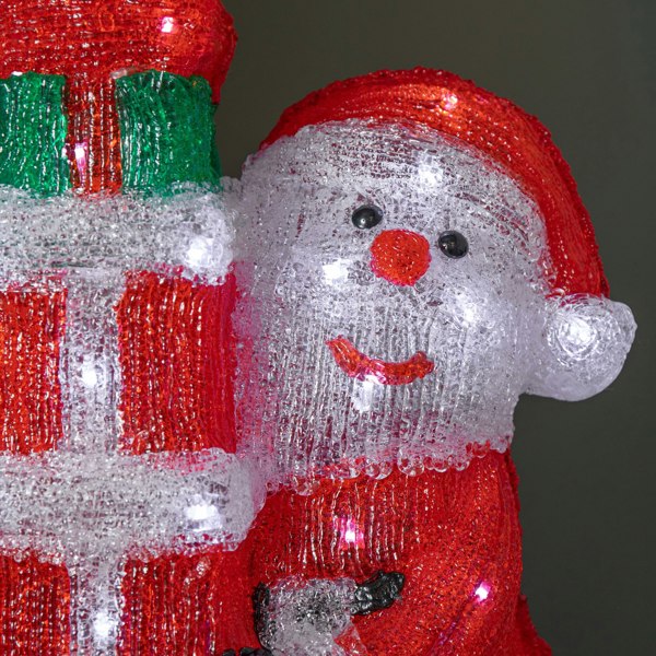 Samuel Alexander 41cm Light up Acrylic Christmas Santa with 3 Gifts and 40 White LEDs