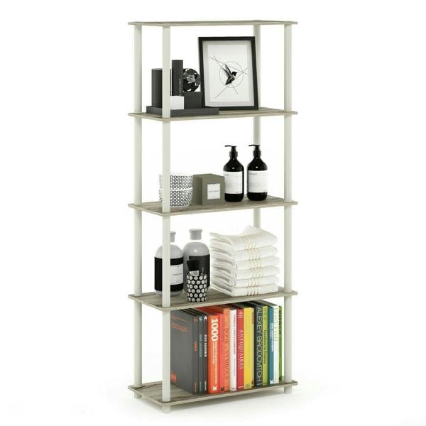 WALPLUS Turn-N-Tube 5-Tier Multipurpose Shelf Display Rack, Sonoma Oak/White perfect for organized storage and display