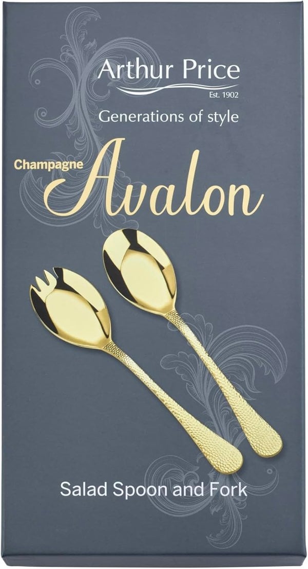 Arthur Price 'Champagne Avalon' Stainless Steel Gift Boxed Cutlery Set Pair Of Salad Servers