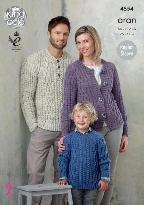 King Cole Fashion Knitting Pattern 4554, Cardigans, Sweaters for Kids, Men, Teenagers, Women, 26 - 44 Inches - Advanced
