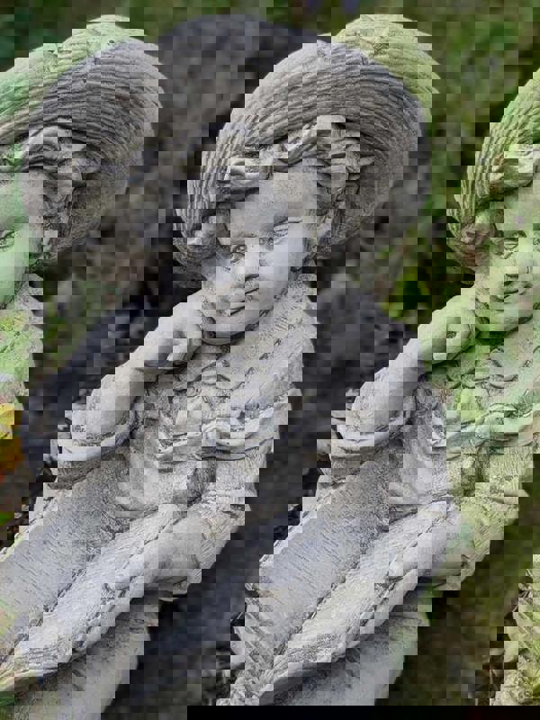 Large Reading Boy and Girl Statues in Sitting pose