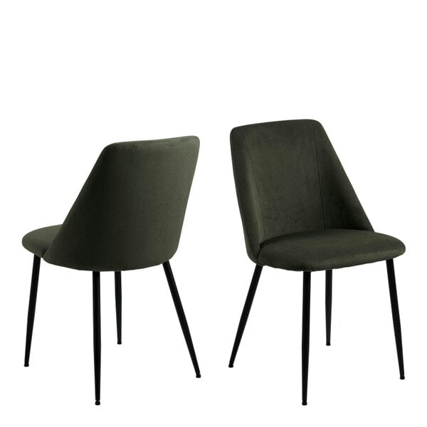 Wyld Haus Set of 4 Svendborg Olive Green Upholstered Dining Chair Black Metal Legs