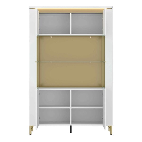 Wyld Haus Maribo White 2 Door Display Cabinet Gold Metal Legs
