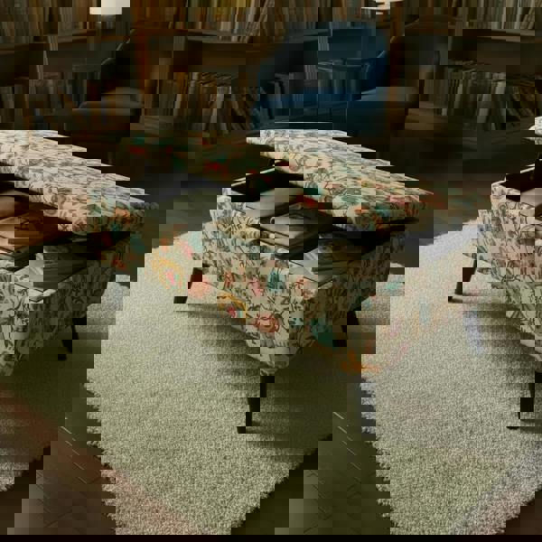 Luxury rectangular storage ottoman with solid wood frame