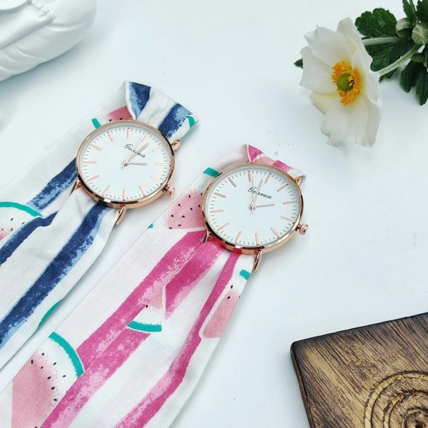 Blue And Pink Watermelon Strap Wristwatch