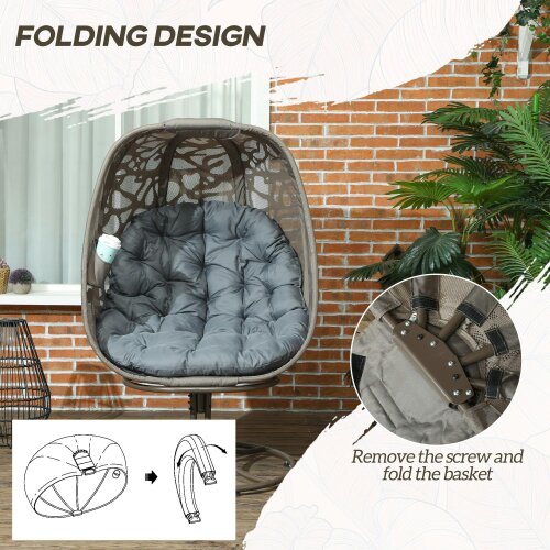 Wyld Haus Nise Rattan And Metal Grey Swivel Egg Chair With Cushions