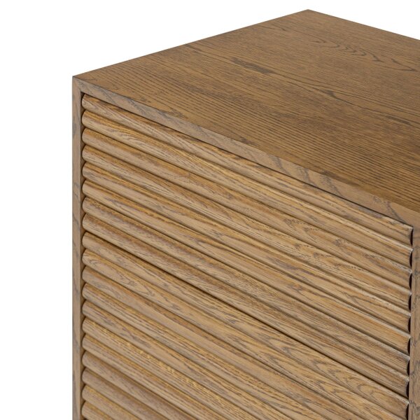 Wyld Haus Mandarina Retro Natural Walnut Ribbed Six Drawer Chest