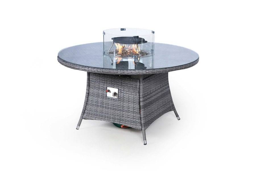 Giardino Arizona Fire Pit 6 Seater Round Rattan Dining Set