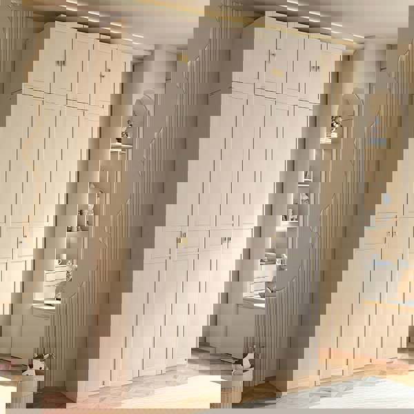 Leclerc Tall Wooden Wardrobe, White-Rit Concept-Rit Concept