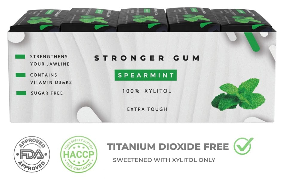 Stronger Gum Extra Tough: Light Spearmint Sugar Free, 90 Pieces (315g)