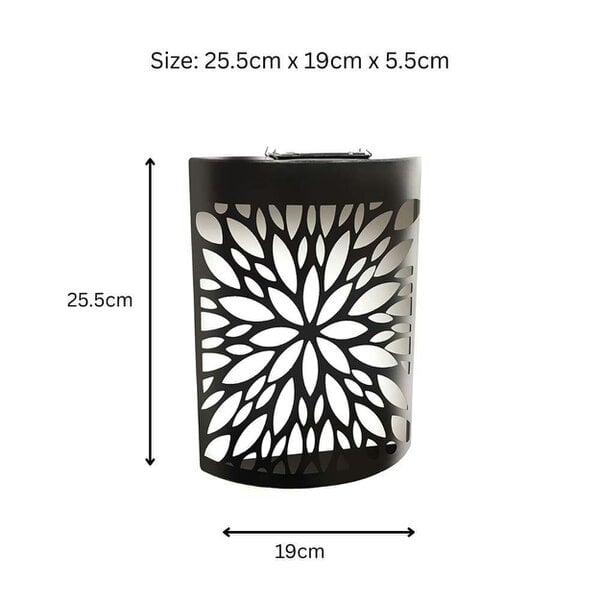 EDH Door Hardware Small Metal Curved Abstract Flower Solar Wall Panel – 25.5 x 19 x 5.5 CM | Solar-Powered Outdoor Wall Art | LED Metal Garden Panel