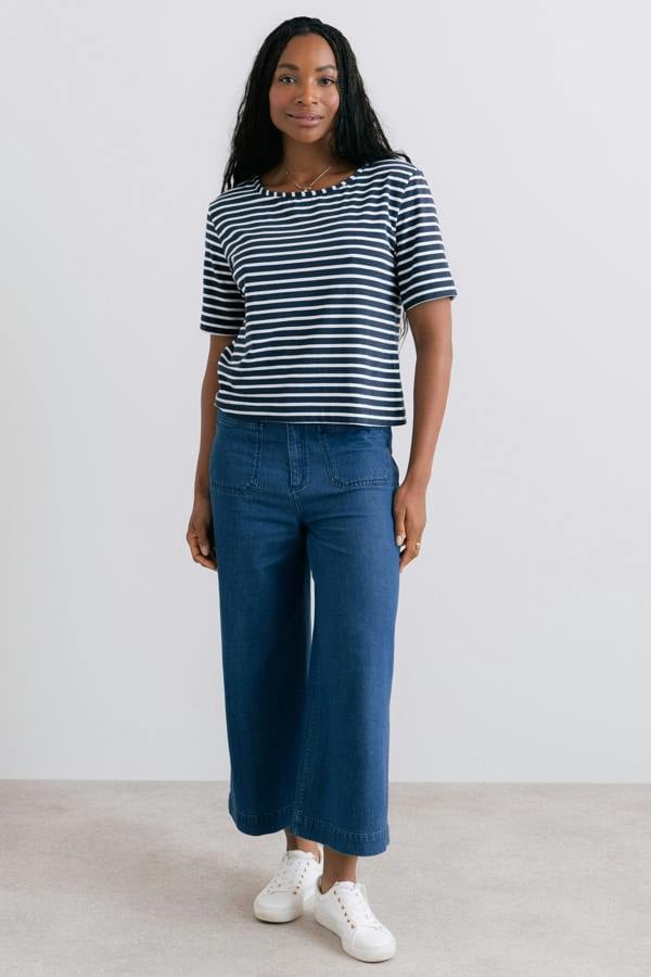 Lily & Me Kite Boxy Stripe T-Shirt Navy