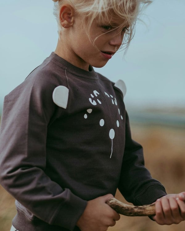 organic cotton Charcoal Grey Leopard Ears Applique Sweatshirt - image 1