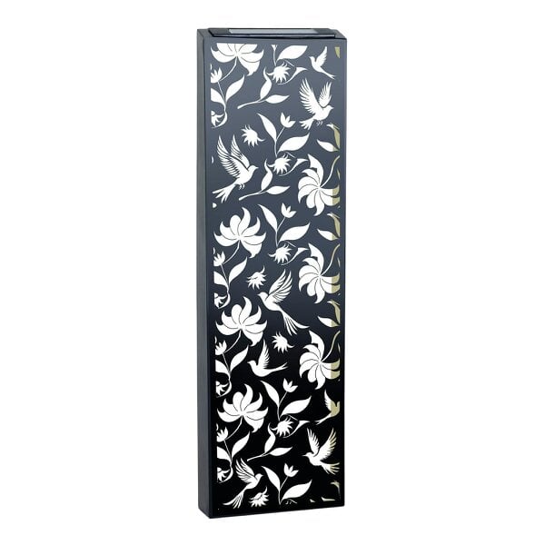 EDH Door Hardware Narrow Solar Wall Panel with Birds – Outdoor Metal Wall Art with LED Light – Garden & Fence Décor 60cm