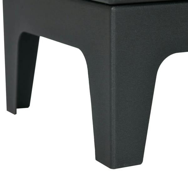 Black fireplace base with angled legs and open firebox frame