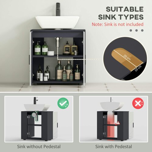 Wyld Haus Kipae Light Grey Under Sink Vanity Cabinet With Double Doors Adjustable Shelving And U Cut Out