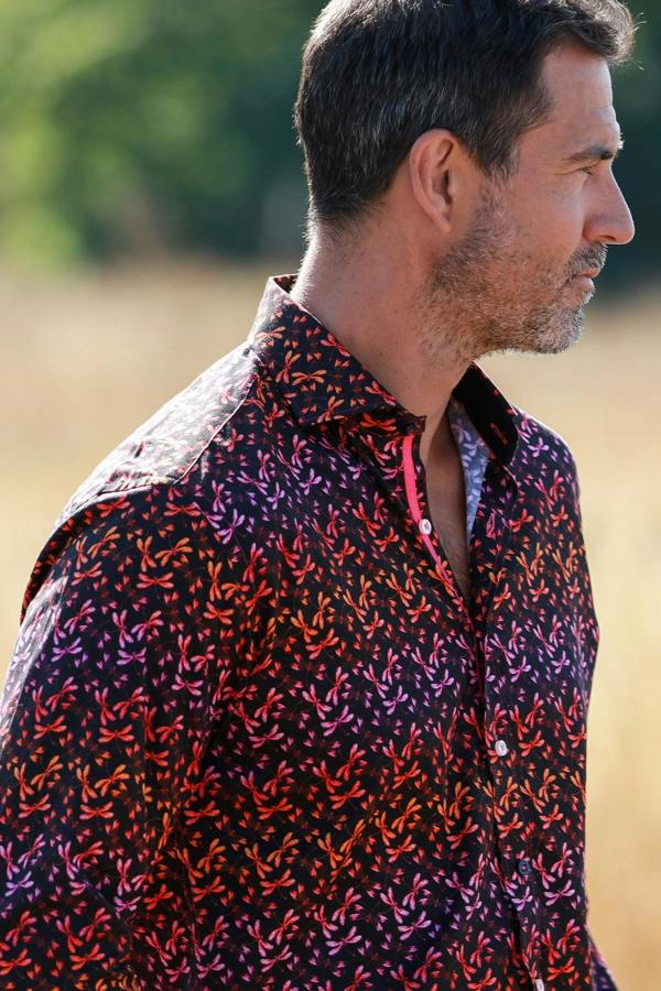 DRAGONFLIES TENCEL PRINT SHIRT - Claudio Lugli Shirts