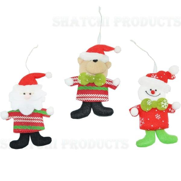 3pcs Handmade Multicolour Novelty Christmas Hanging Teddy Decorations for Home and Tree Display image 5