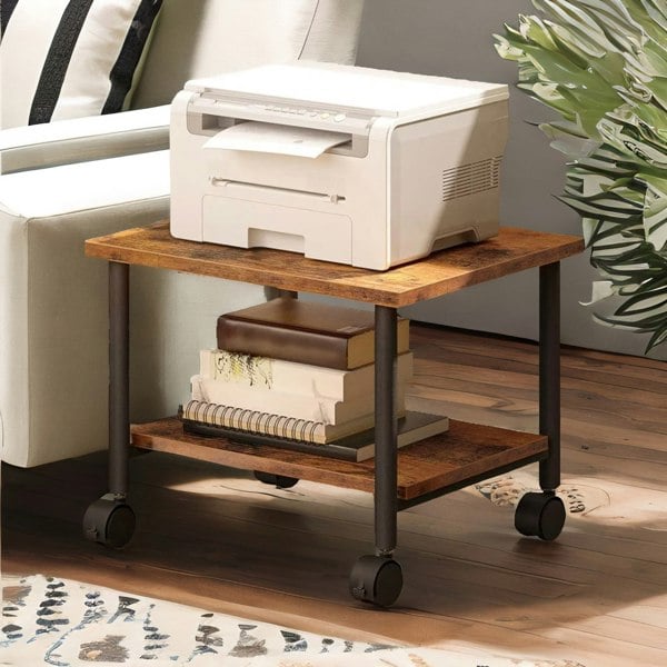 Rafaelo Mobilia 2-Tier Printer Cart with Storage Shelf