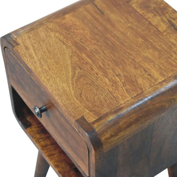 Wyld Haus Pama Small Chestnut Mango Wood Curve Low Bedside Table