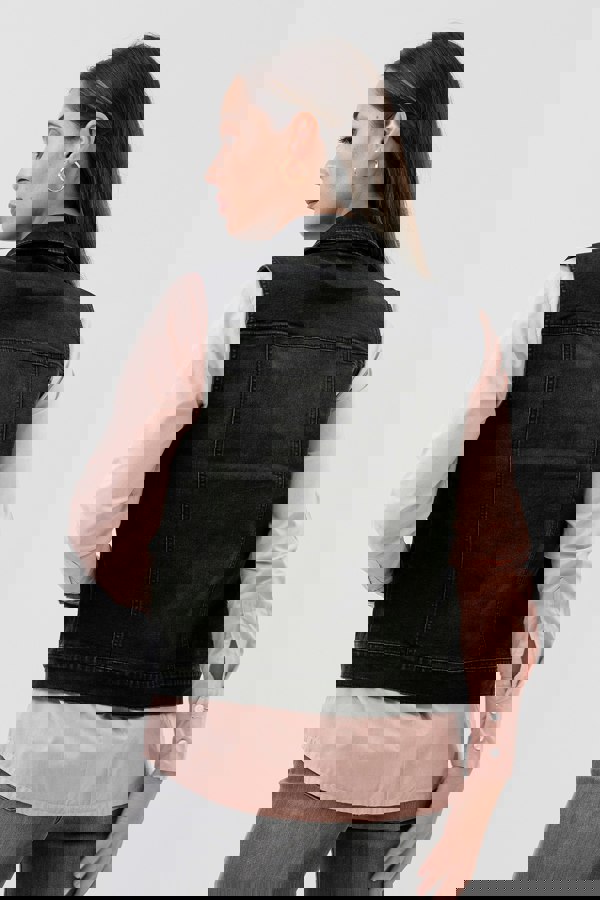 ENORSIA Womens Black Black Classic Denim Jacket