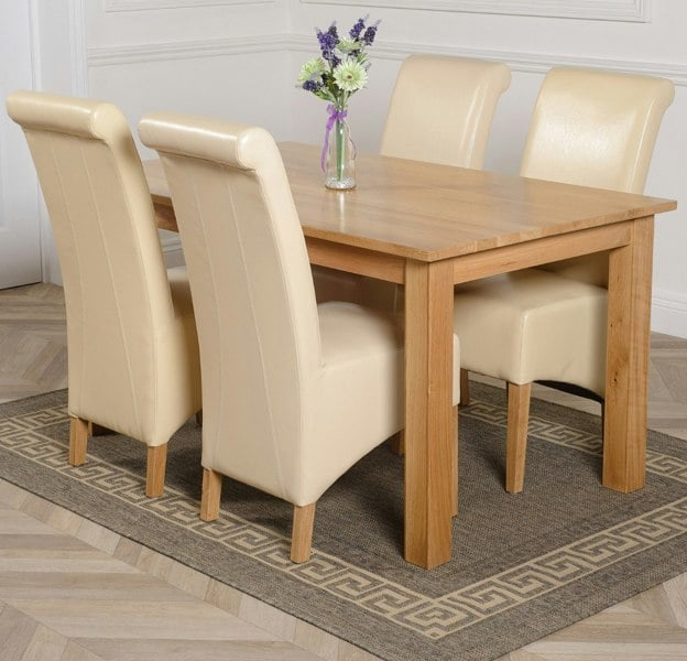That's Furniture Oslo 150 x 90cm Medium Oak Dining Set with Montana Leather Chairs