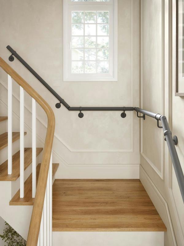 Handrails Direct Luddington Textured Grey Quarter Landing Handrail