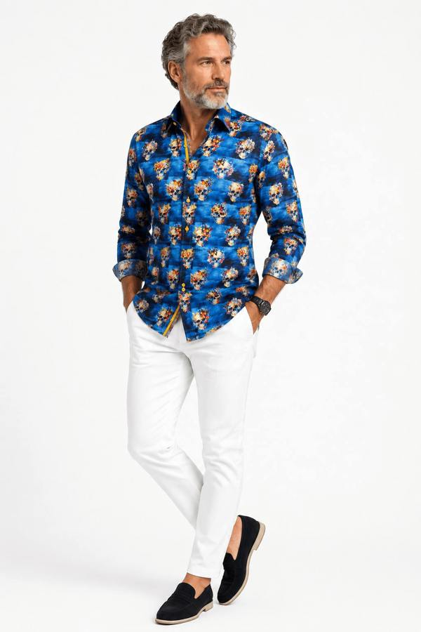 SKULL & BUTTERFLY PRINT SHIRT - Claudio Lugli Shirts