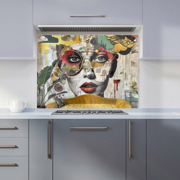 Warren Reed - Designer Abstract Face Behind Sofa Kitchen Splashback