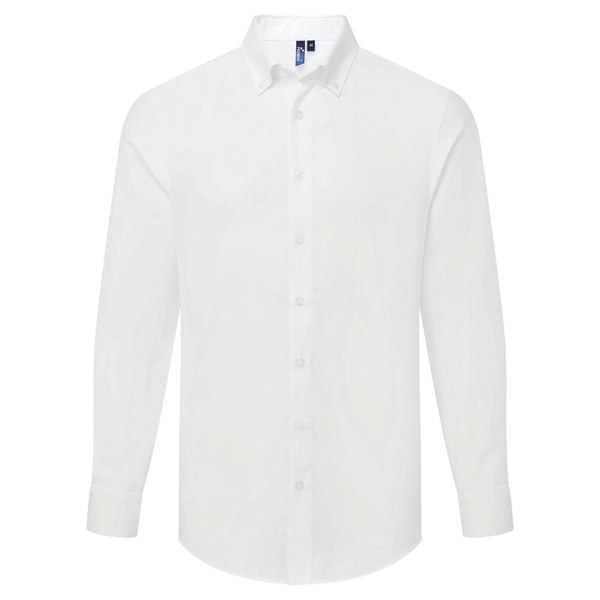Premier Mens Supreme Oxford Long-Sleeved Formal Shirt - White