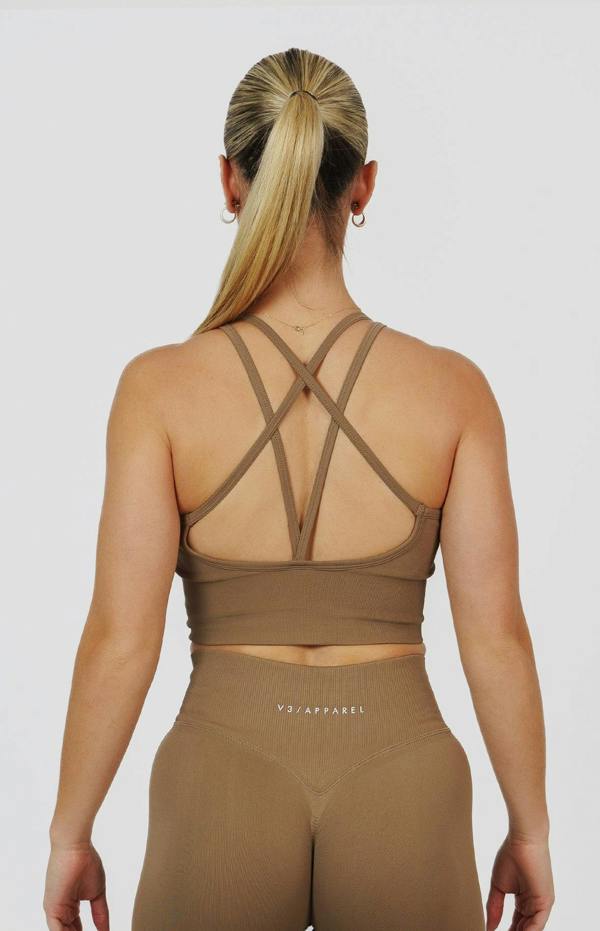 V3 Apparel Form Seamless Scrunch Sports Bra, Leggings & Shorts Set - Cocoa Beige