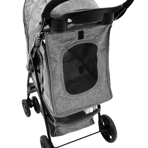 Monstershop Pet Stroller with Rain Cover - Woven Grey