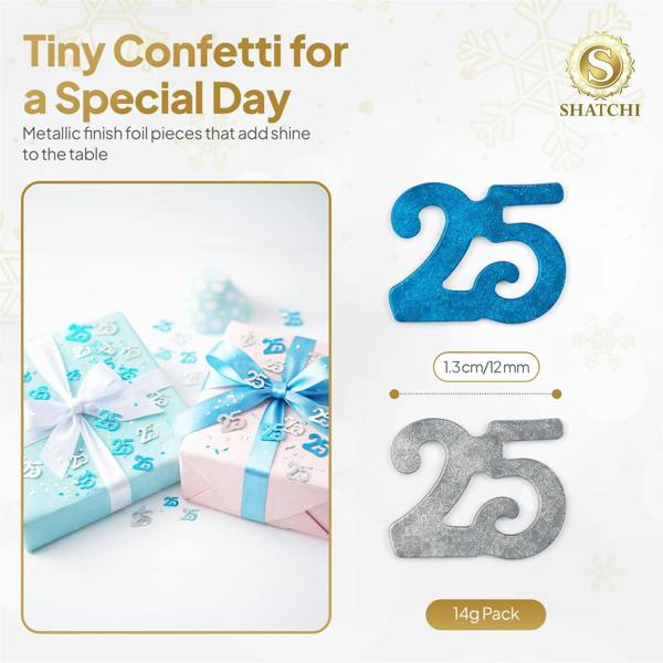 25th Birthday Blue & Silver Metallic Confetti Table Decoration Pack for Milestone Celebrations image 9