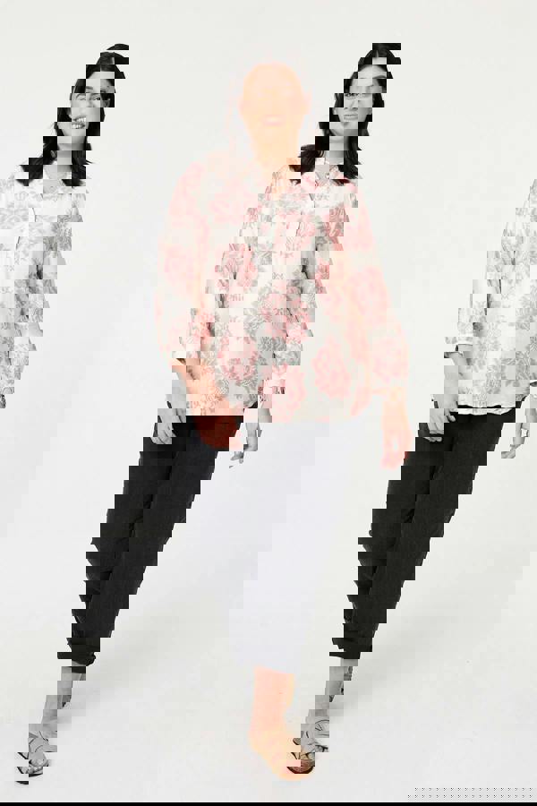 Pink | Curve Floral Long Sleeve Blouse