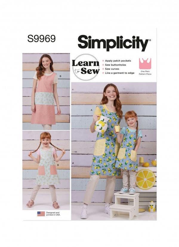 Simplicity Sewing Pattern 9969, Aprons for Kids, Women, A (S - L / S - L) - Easy, Beginner
