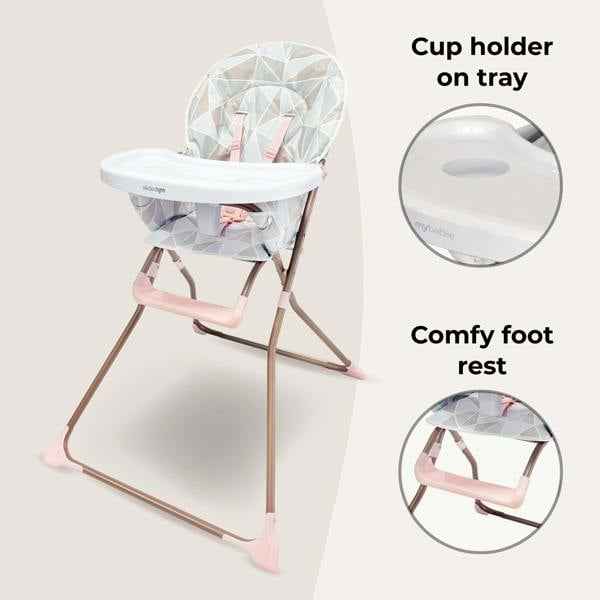 My Babiie MBHC1 Compact Highchair - Rose Geo