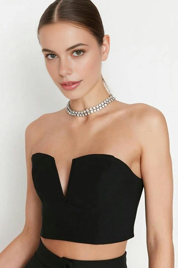 WOVCOR Crop Lined Woven Bustier