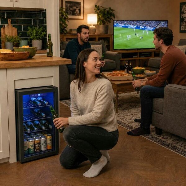 24 Bottle Wine Cooler, 68 Litre Capacity, 4-16°C Freestanding Drinks Wine Fridge with Glass Door, Black - Black